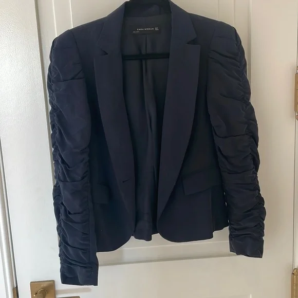 Zara Jackets Coats Zara Blazer With Ruched Sleeves Size